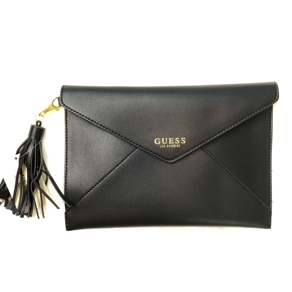 guess black clutch purse